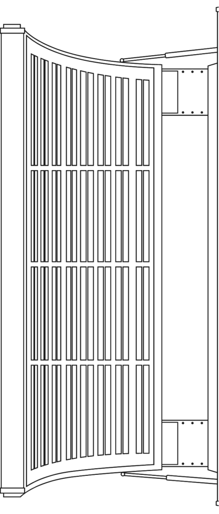 A cropped black and white illustration of a door with a window, emphasizing its design and structure.